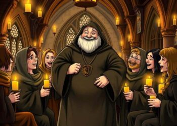 Fantasiebild als Symbolbild von einem fetten Mönch wie der der Geist von Hufflepuff