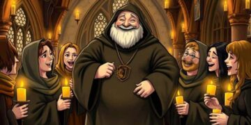 Fantasiebild als Symbolbild von einem fetten Mönch wie der der Geist von Hufflepuff