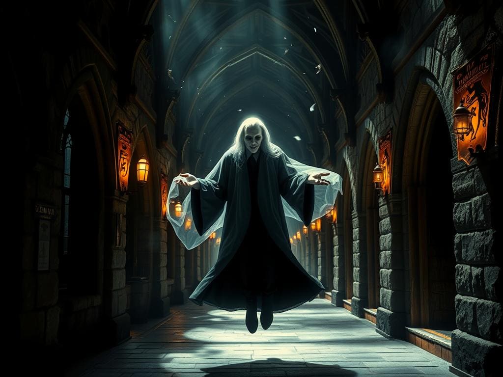 Fantasiebild als Symbolbild für Geister in einer Zauberschule wie Hogwarts Fantasiebild als Symbolbild für Geister in einer Zauberschule wie Hogwarts