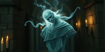 Fantasiebild als Symbolbild für einen halbkopflosen Geist, wie es ihn als Hausgeist von Gryffindor aus Harry Potter gibt