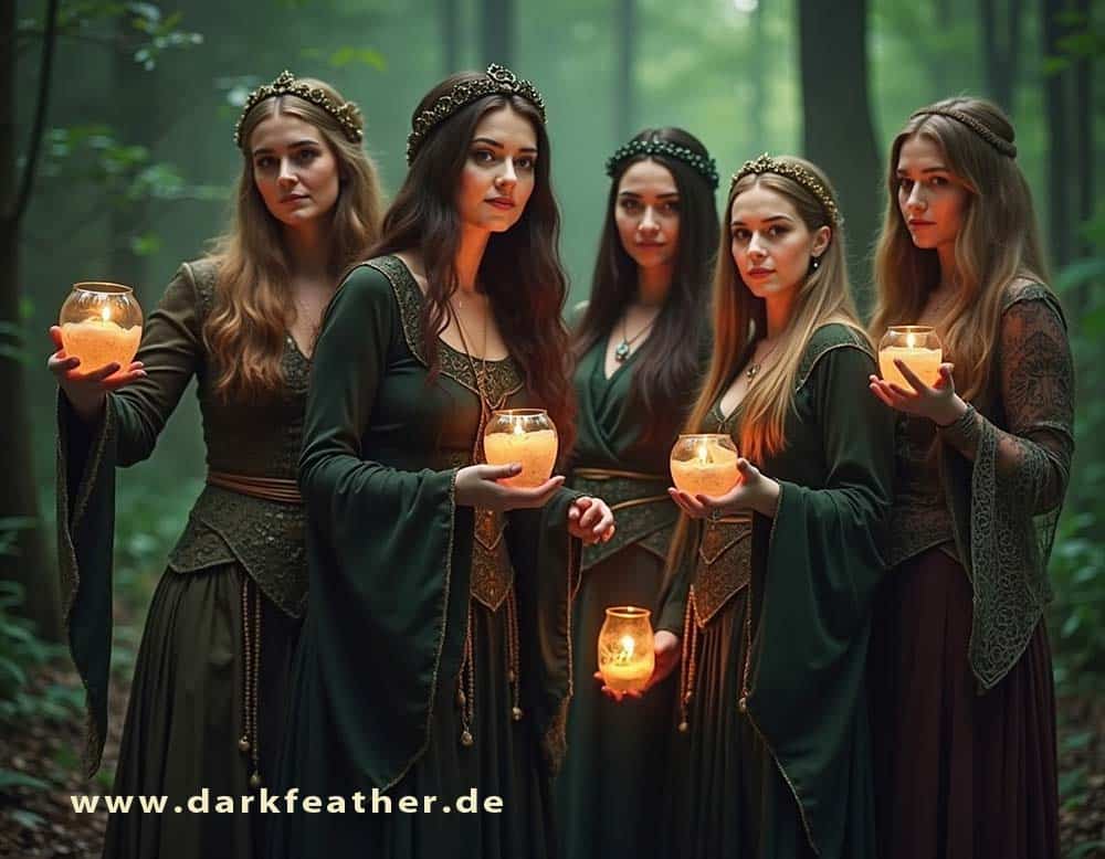 Mystische keltische Frauen feiern Samhain Mystische keltische Frauen feiern Samhain