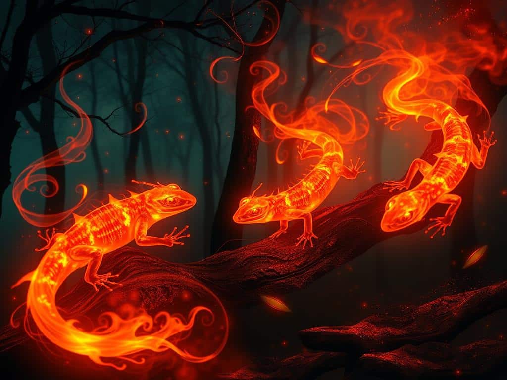 Was sind Salamander? Salamander sind mythologische Wesen, die mit dem Element Feuer verbunden sind. Sie gelten als Feuergeister, die im Feuer leben und es beherrschen. In vielen Kulturen sind sie als solche bekannt. Welche Bedeutung haben Salamander in der Mythologie? In der Mythologie gelten Salamander als mächtige und weise Wesen. Sie verbinden das Feuer mit der Erde. Ihre Bedeutung umfasst Transformation, Reinigung und Erneuerung. Wie werden die verschiedenen Farben der Salamander gedeutet? Die Farben der Salamander - rot, orange und gelb - symbolisieren verschiedene Aspekte des Feuers. Rote Salamander stehen für Leidenschaft und Stärke. Gelbe Salamander repräsentieren Helligkeit und Klarheit. Welche Rolle spielen Salamander in der Alchemie? In der Alchemie galten Salamander als Symbole für Transformation und die Suche nach dem Stein der Weisen. Sie wurden als Führer auf der spirituellen Reise gesehen. Sie verkörperten die Reinheit und Macht des Feuers. Wie können Salamander als Symbol für Transformation verstanden werden? Salamander stehen für Transformation, Reinigung und Erneuerung. Als Feuergeister symbolisieren sie die Kraft des Feuers. Diese Kraft reinigt und eröffnet neue Möglichkeiten. Ihre Symbolik kann uns dabei helfen, uns selbst und unsere Umwelt zu transformieren. Salamander