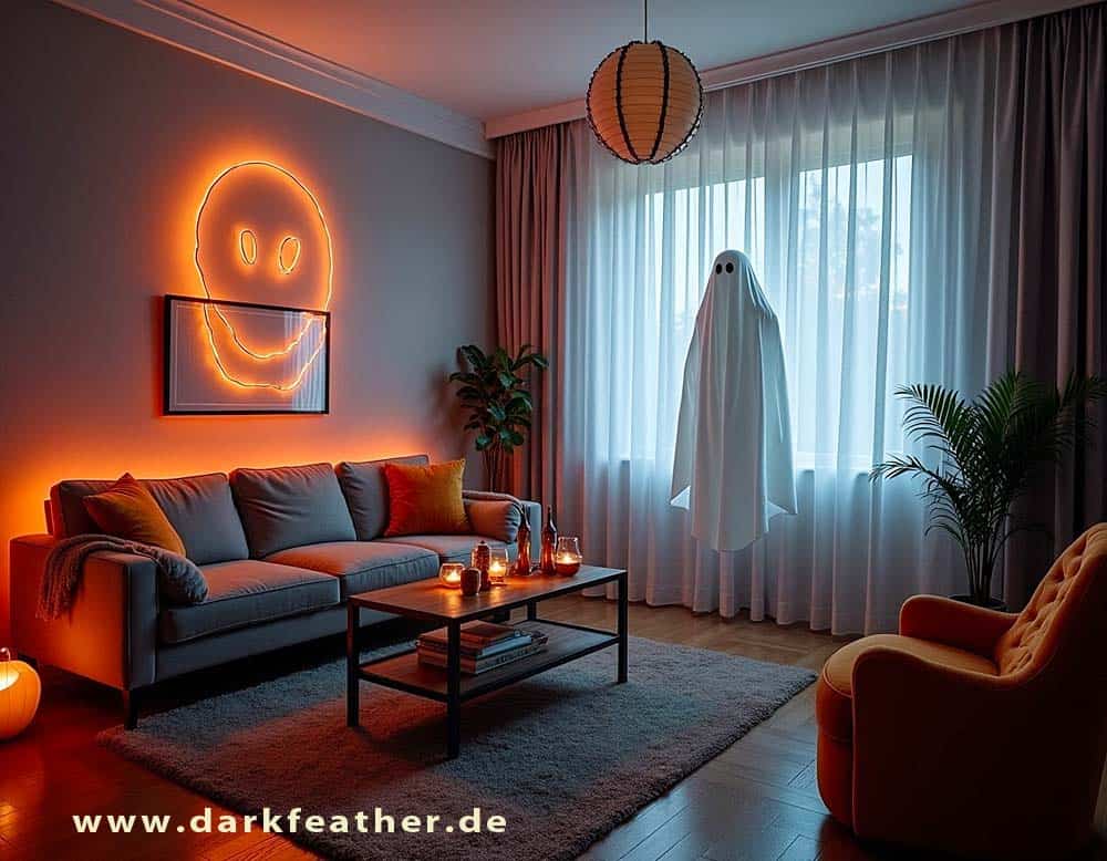 Wohnzimmer wird zum Geisterzimmer dekoriert Wohnzimmer wird zum Geisterzimmer dekoriert