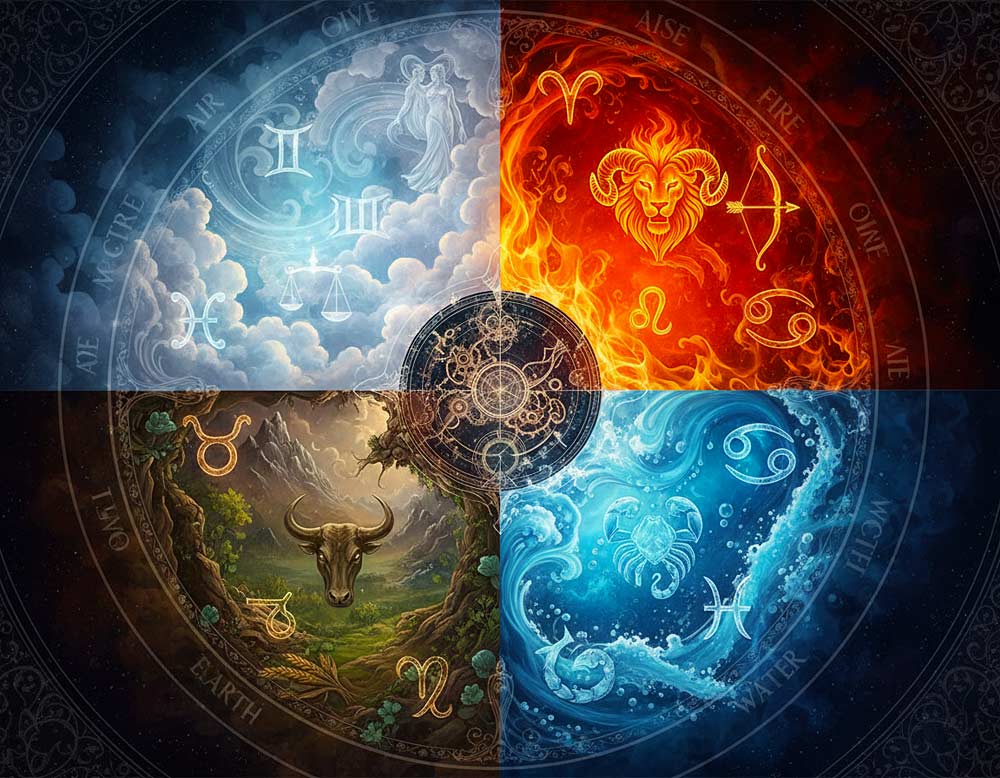 Die vier Säulen des Tierkreises: Feuer, Wasser, Erde und Luft im Überblick