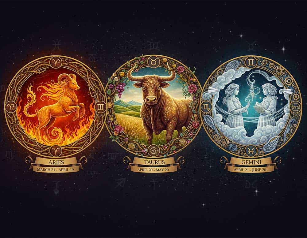 Symbolik einzelner Sternzeichen - Widder, Stier und Zwillinge