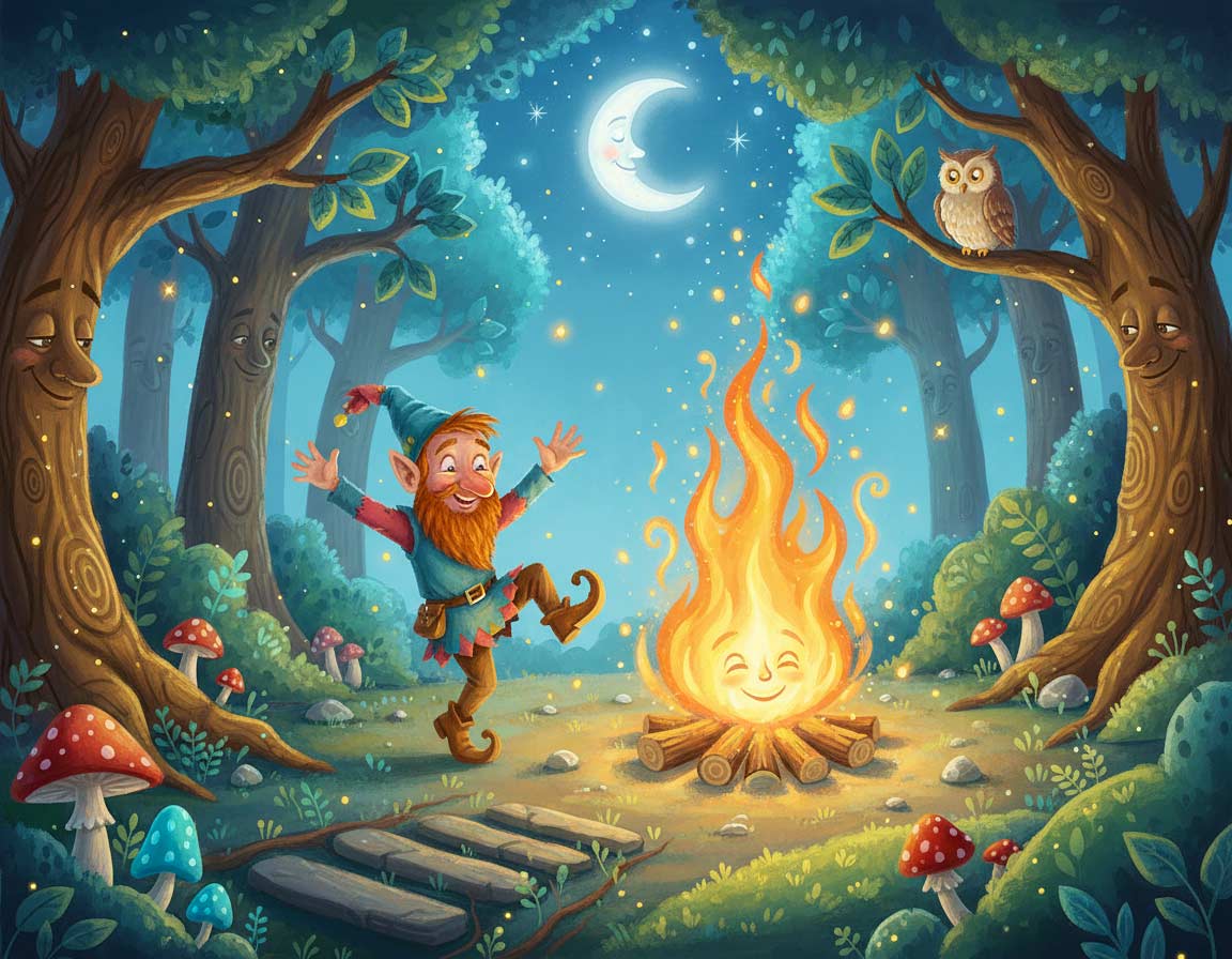 Rumpelstilzchen Darstellung im Wald für Märchenbücher Rumpelstilzchen Darstellung im Wald für Märchenbücher