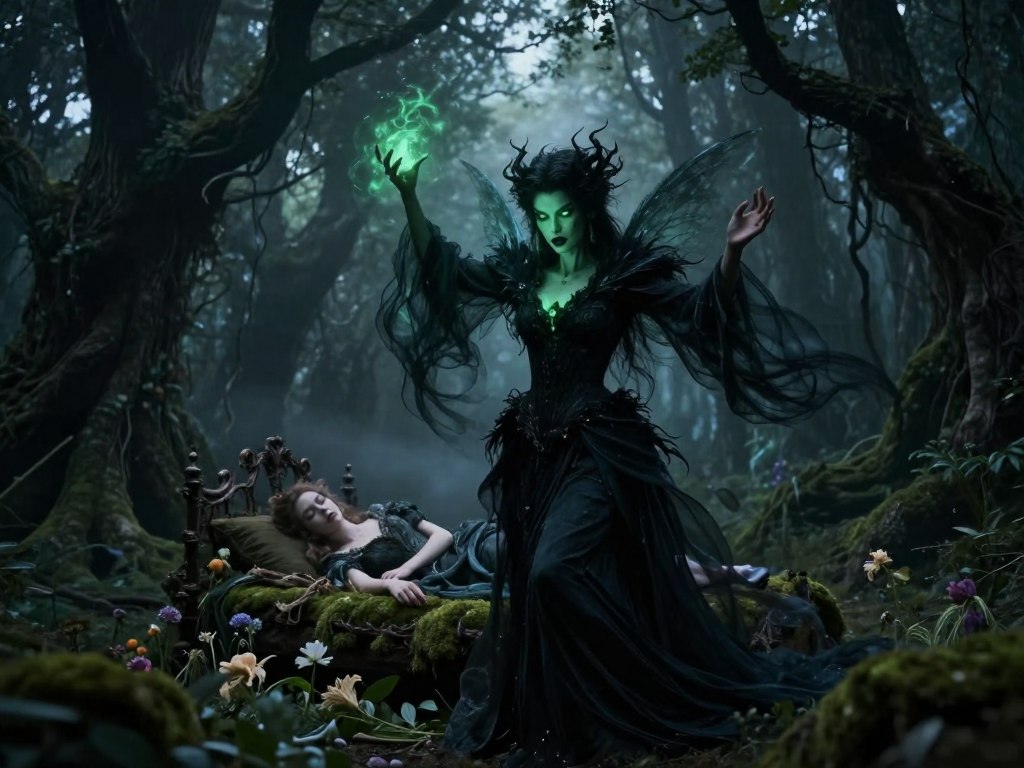 Die böse Fee aus „Dornröschen“ bringt den 100-jährigen Schlaf