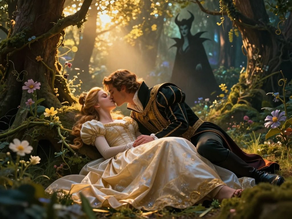 Dornröschen erwacht durch den Prinzen vom 100-jährigen Schlaf