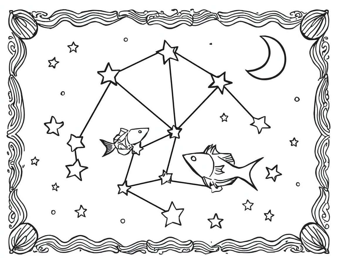 Malvorlage 3 mit den Fischen als Sternzeichen Malvorlage 3 mit den Fischen als Sternzeichen
