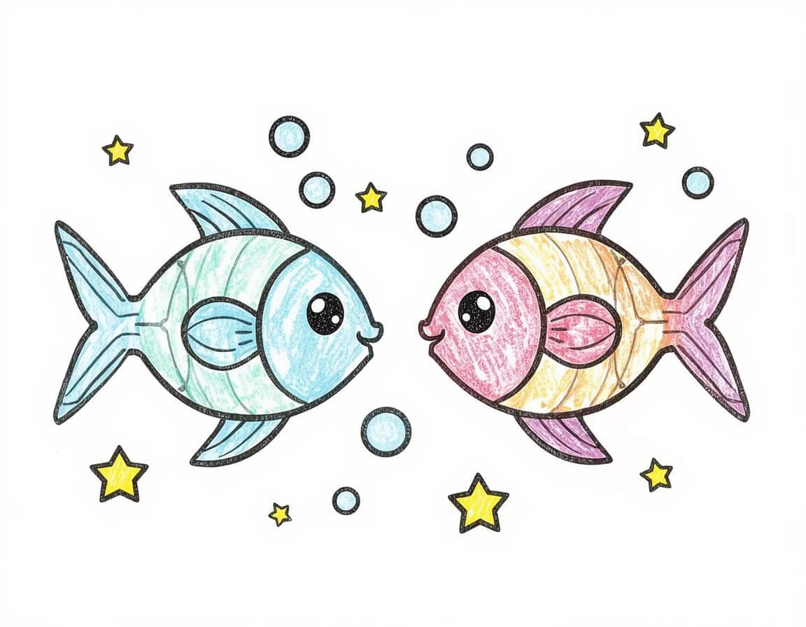 Die Fische als Sternzeichen Malvorlage ausgemalt Die Fische als Sternzeichen Malvorlage ausgemalt