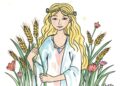 Einfache Malvorlage ausgemalt von Kindern - Die Jungfrau als Sternzeichen
