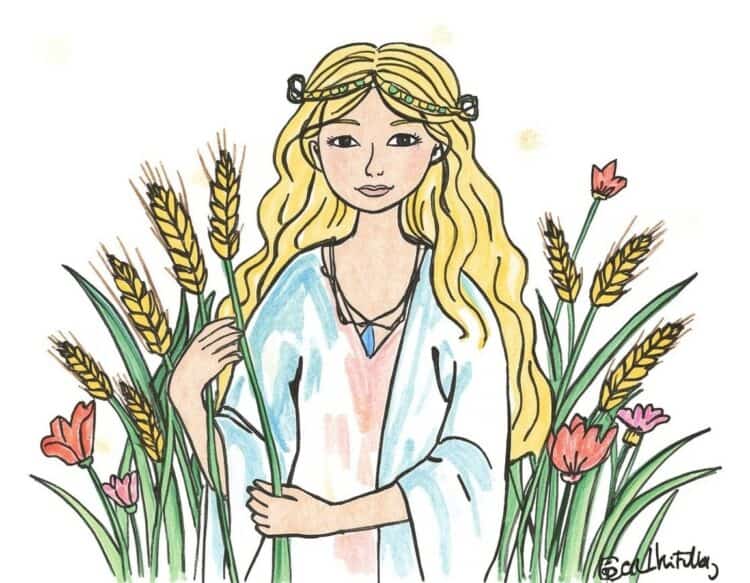 Einfache Malvorlage ausgemalt von Kindern - Die Jungfrau als Sternzeichen