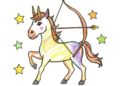 Einfache Malvorlage ausgemalt von Kindern - Der Schütze als Sternzeichen