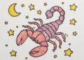 Einfache Malvorlage ausgemalt von Kindern - Der Skorpion als Sternzeichen