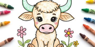 Einfache Malvorlage ausgemalt von Kindern - Der Stier als Sternzeichen