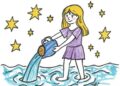 Einfache Malvorlage ausgemalt von Kindern - Der Wassermann als Sternzeichen