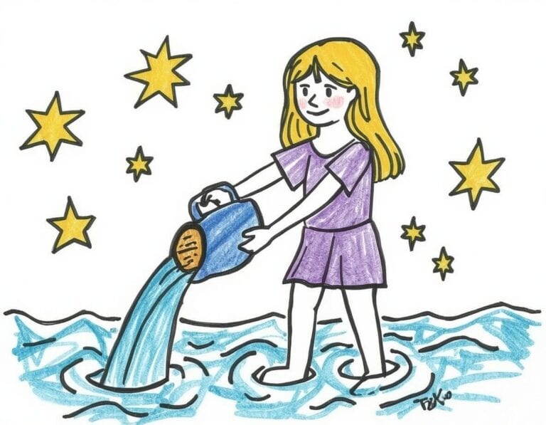Mehr über den Artikel erfahren Einfache Malvorlagen für Kinder zu: Der Wassermann als Sternzeichen