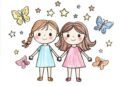 Einfache Malvorlage ausgemalt von Kindern - Die Zwillinge als Sternzeichen